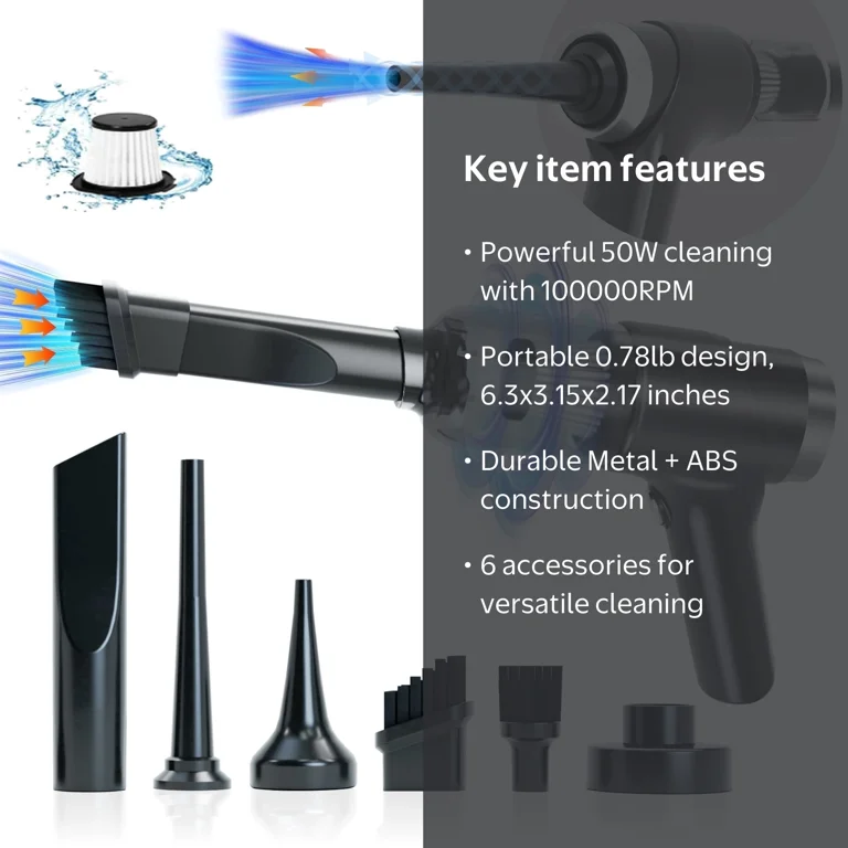 SANPTENT Cordless Handheld Vacuum Cleaner, 2-Gear Dust Blower