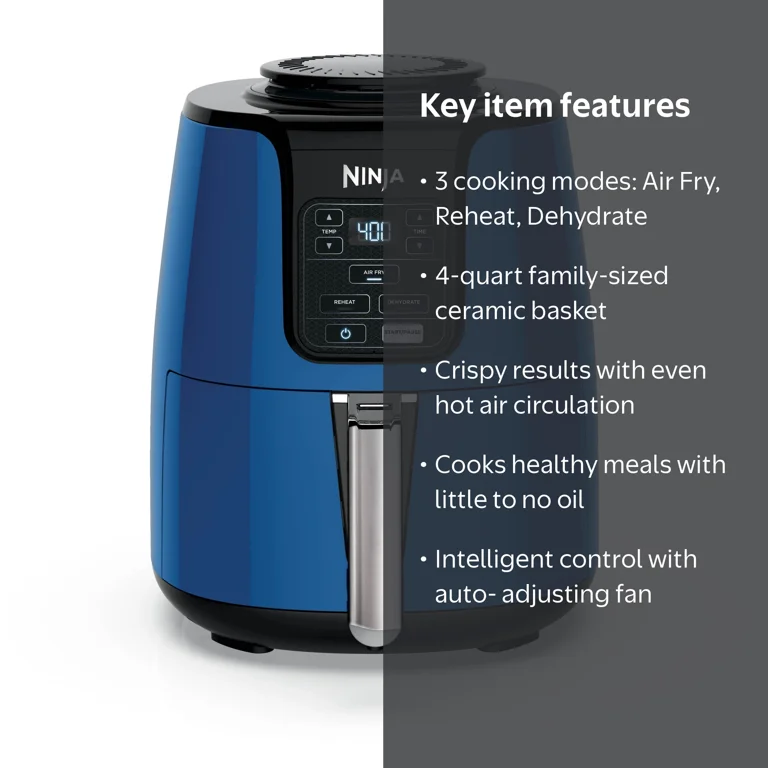Free Shipping! Ninja Air Fryer 4 Qt Navy Dishwasher Safe, Crispy