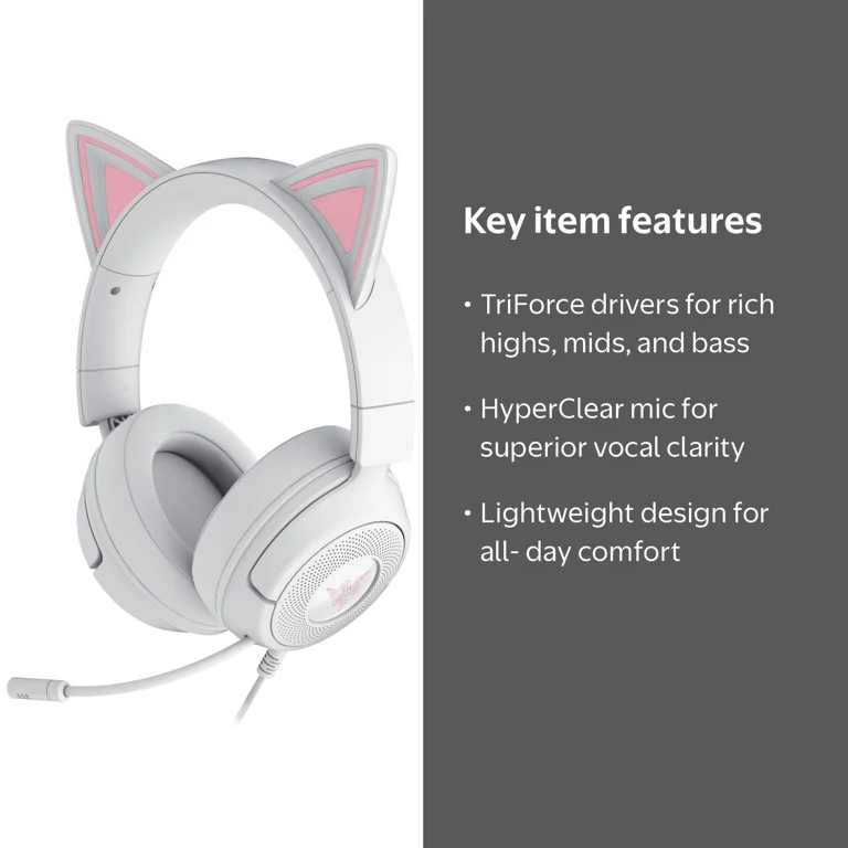Razer Kraken Kitty V3 X Wired Kitty Headset for Gaming, 3.5mm