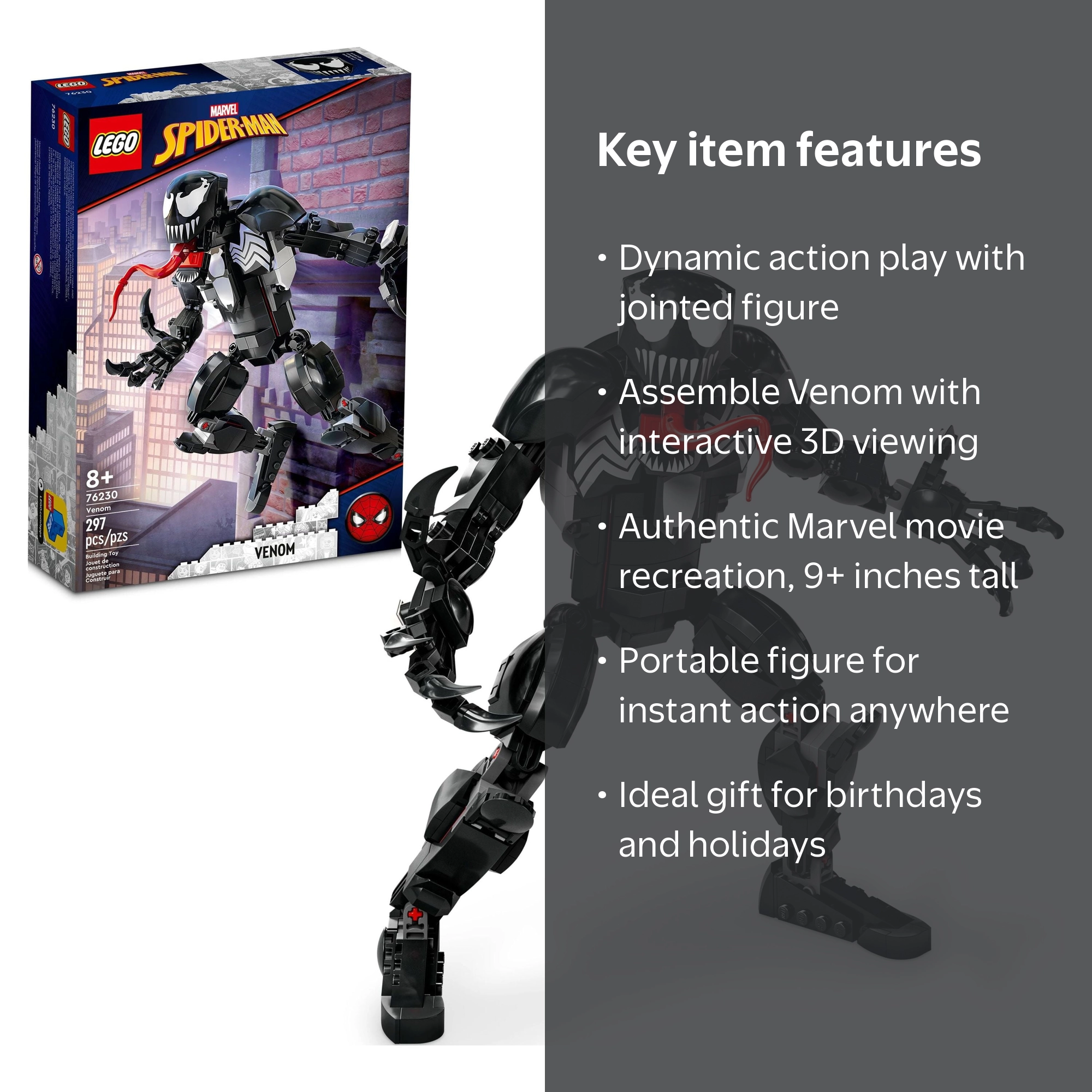 こんぺ LEGO Marvel Venom Figure 76230 Fully Articulated Super Villain Toy