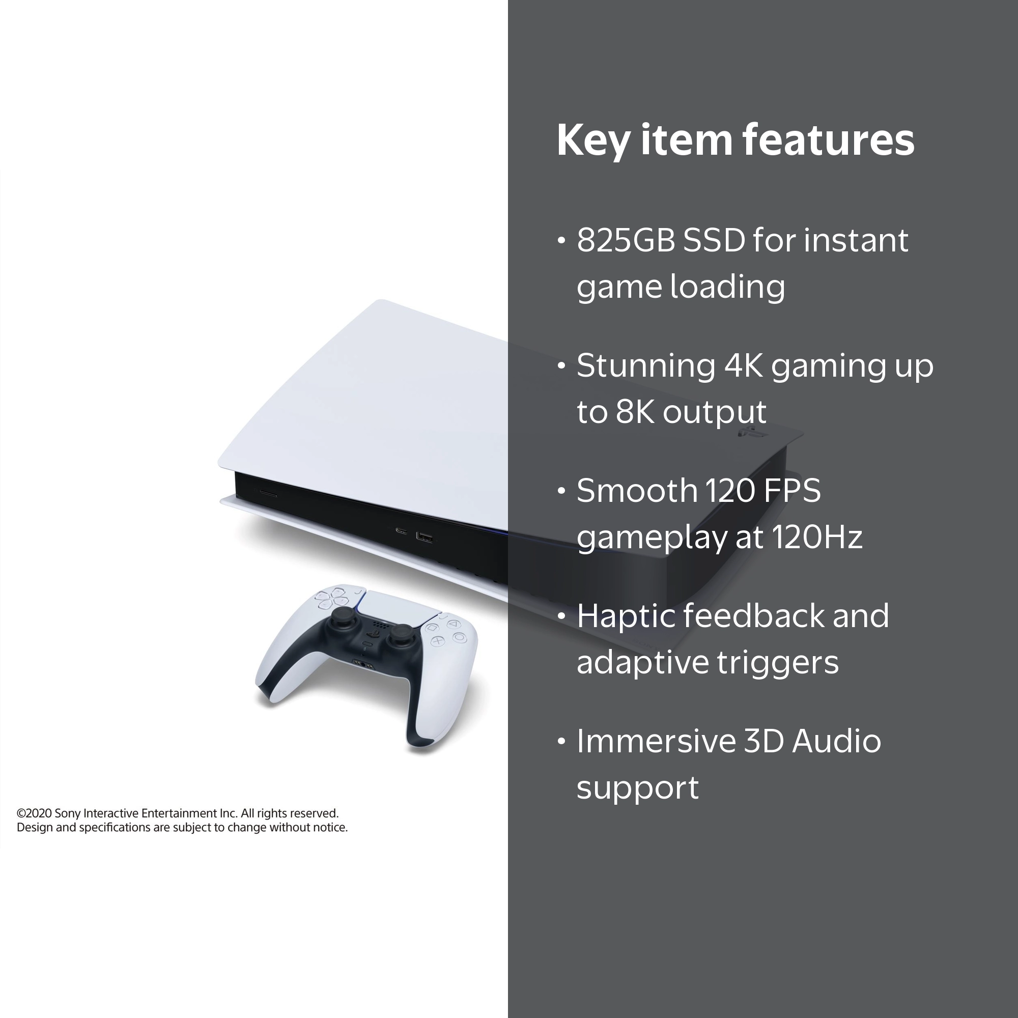 PlayStation, Gaming Console, 825GB SSD Digital Version, White
