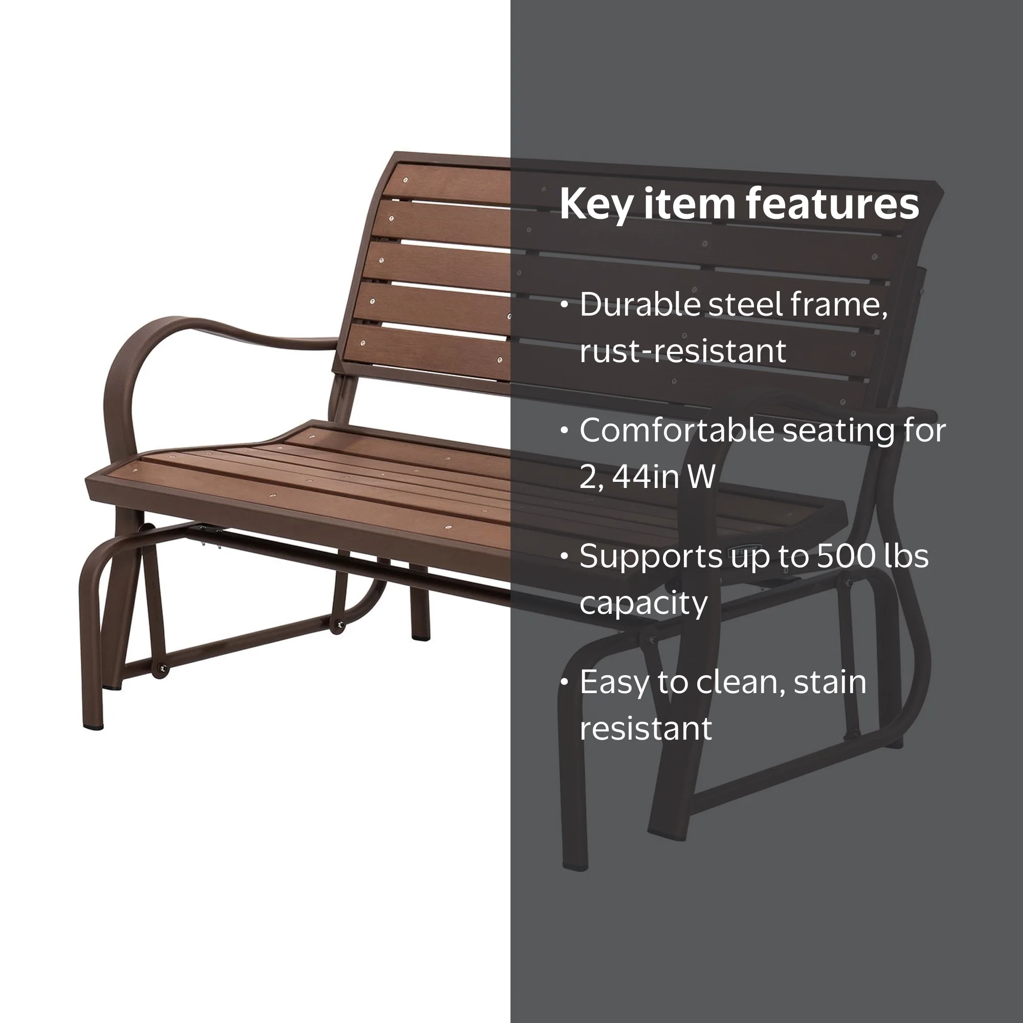 Lifetime, Outdoor Glider Bench, Faux Wood, Brown 60290 - Walmart.com