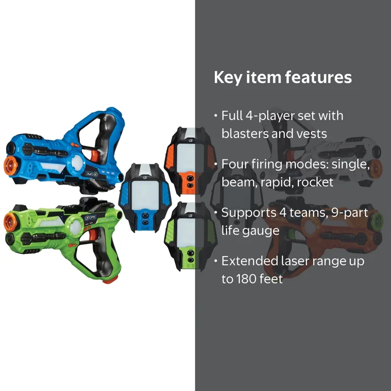 GPX Laser Tag Set of 4 Blasters and 4 Vests - Walmart.com