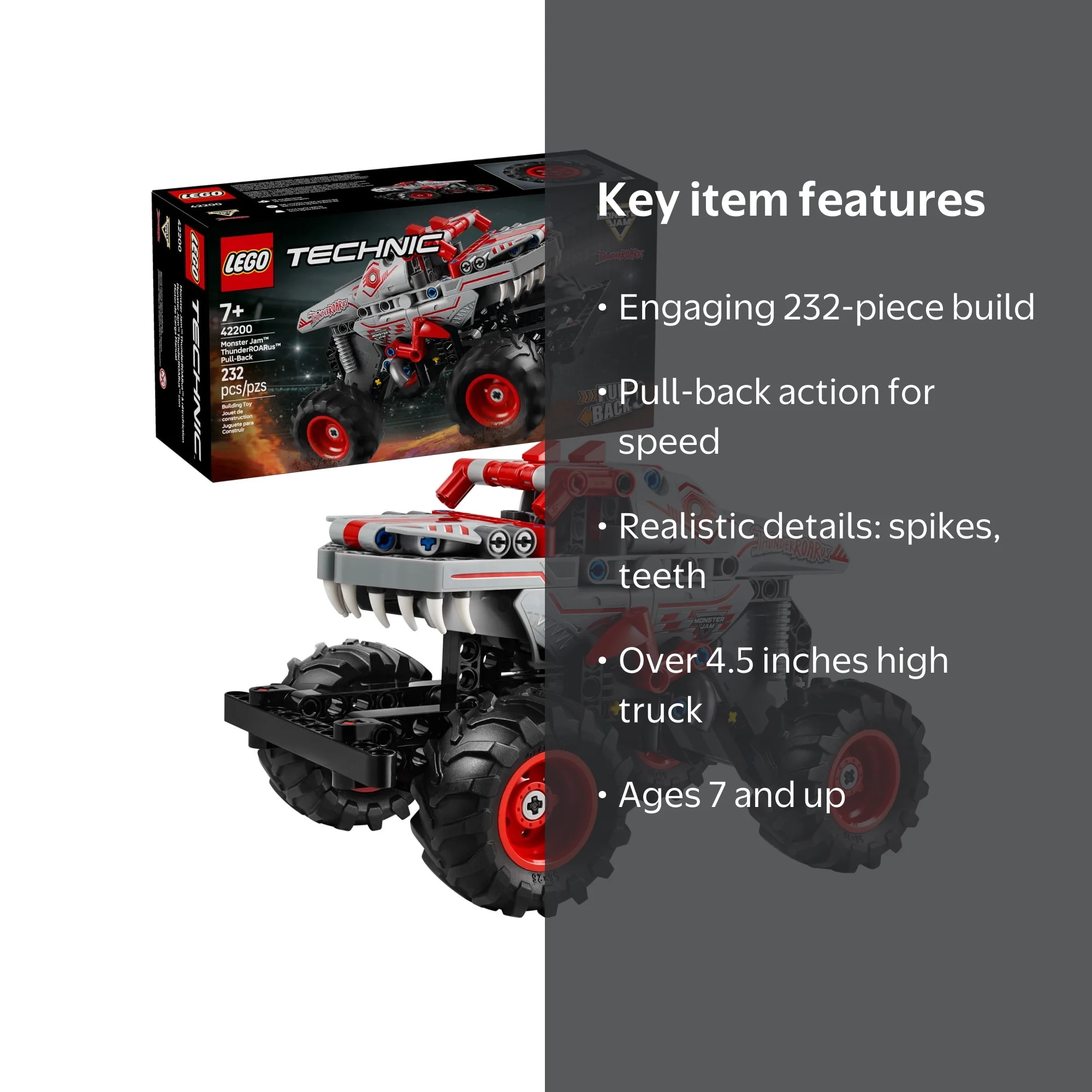 LEGO, Tech Monster Jam ThunderROARus Pull-Back Monster Truck