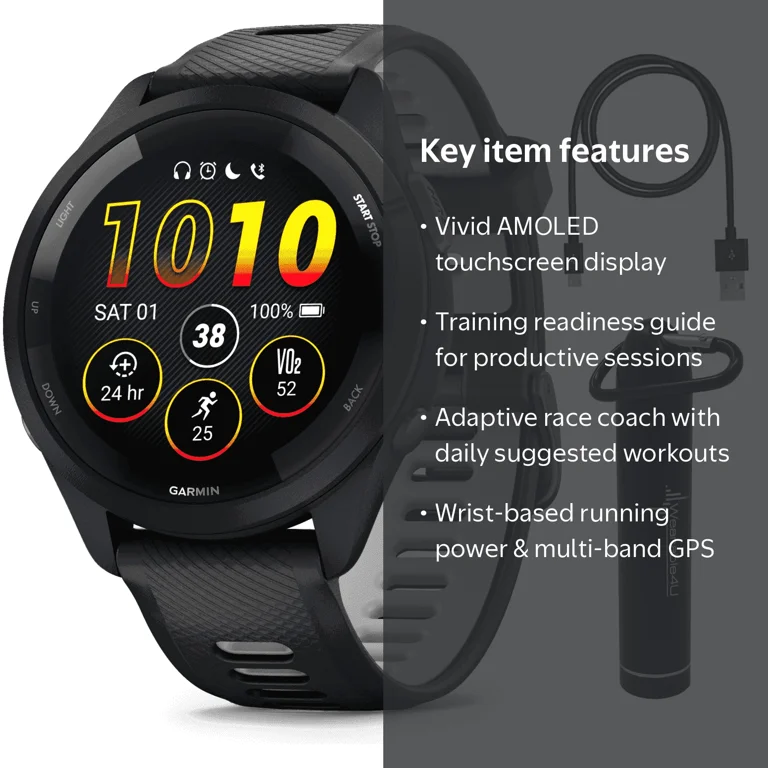 Garmin Forerunner 265 Music GPS Running Smartwatch, Black with