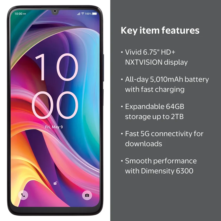 Verizon Prepaid TCL K33, 5G, 64GB, Space Gray - Prepaid Smartphone