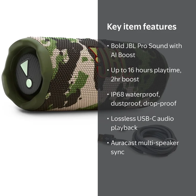 JBL, Flip 7 Portable Bluetooth Speaker, Squad, Waterproof