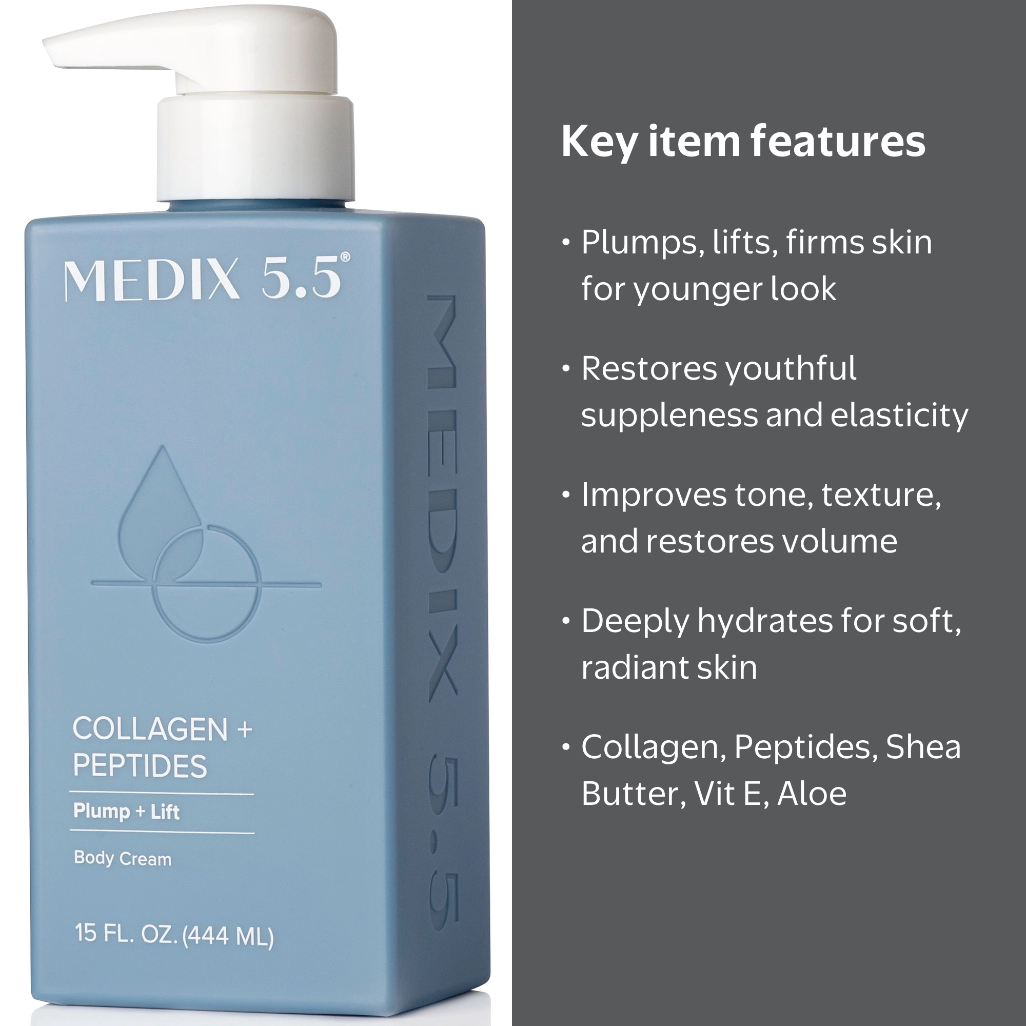 Medix 5.5, Collagen + Peptides Cream, 15 fl oz, Off-White