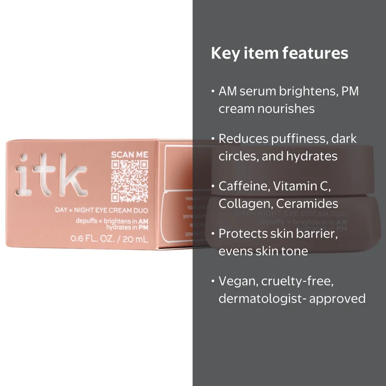 ITK Skincare Day and Night Eye Cream Duo, Under Eye Brightening