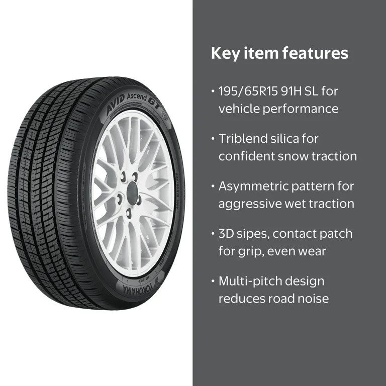 New Yokohama Avid Ascend GT Winter Touring Car Tire 195/65R15 91H
