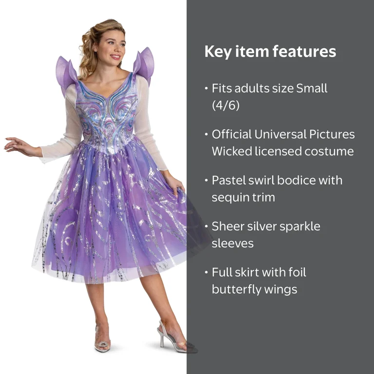 women's glinda dress Formal - Wicked Part One Role-Play Costume drama finish Wicked Glinda "For Good" Adult