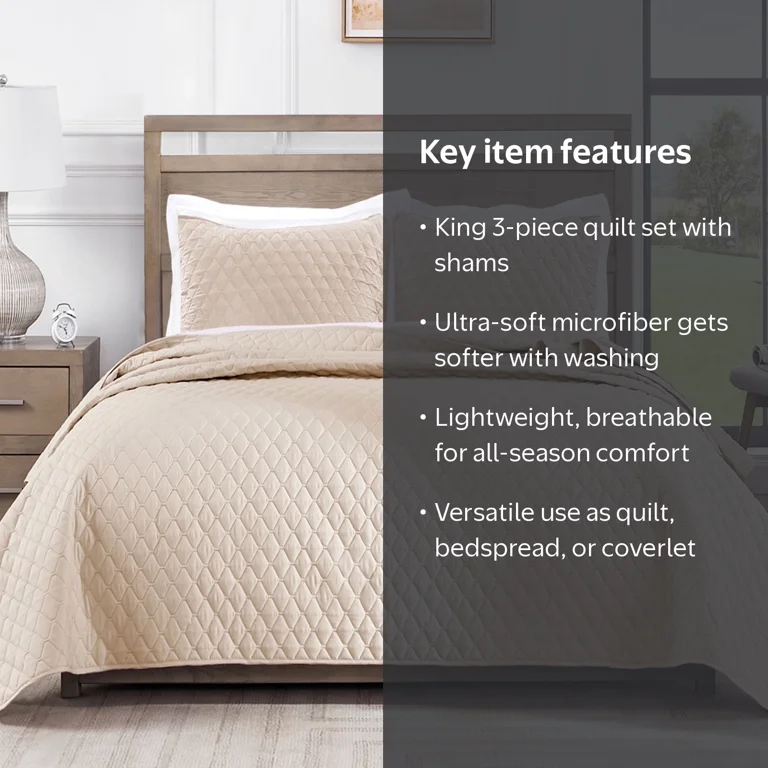Exclusivo Mezcla, King Size Quilt Set, Beige, 100% Polyester - Walmart.com