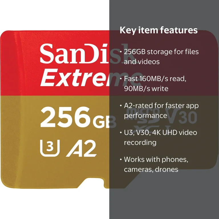 SanDisk, microSDXC Memory Card, 256GB, with Adapter - Walmart.com