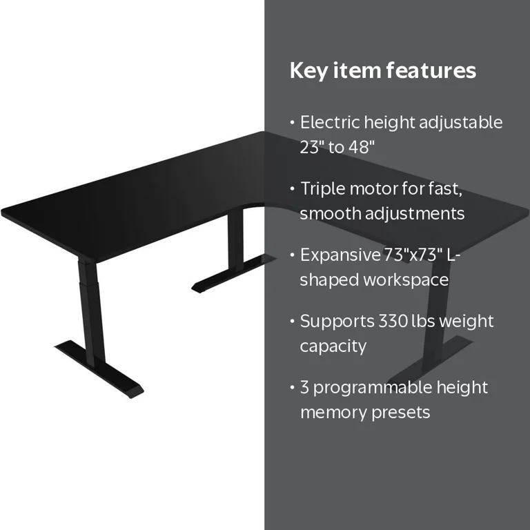 Hanover 73-In. L-Shaped Sit or Stand Electric Height Adjustable