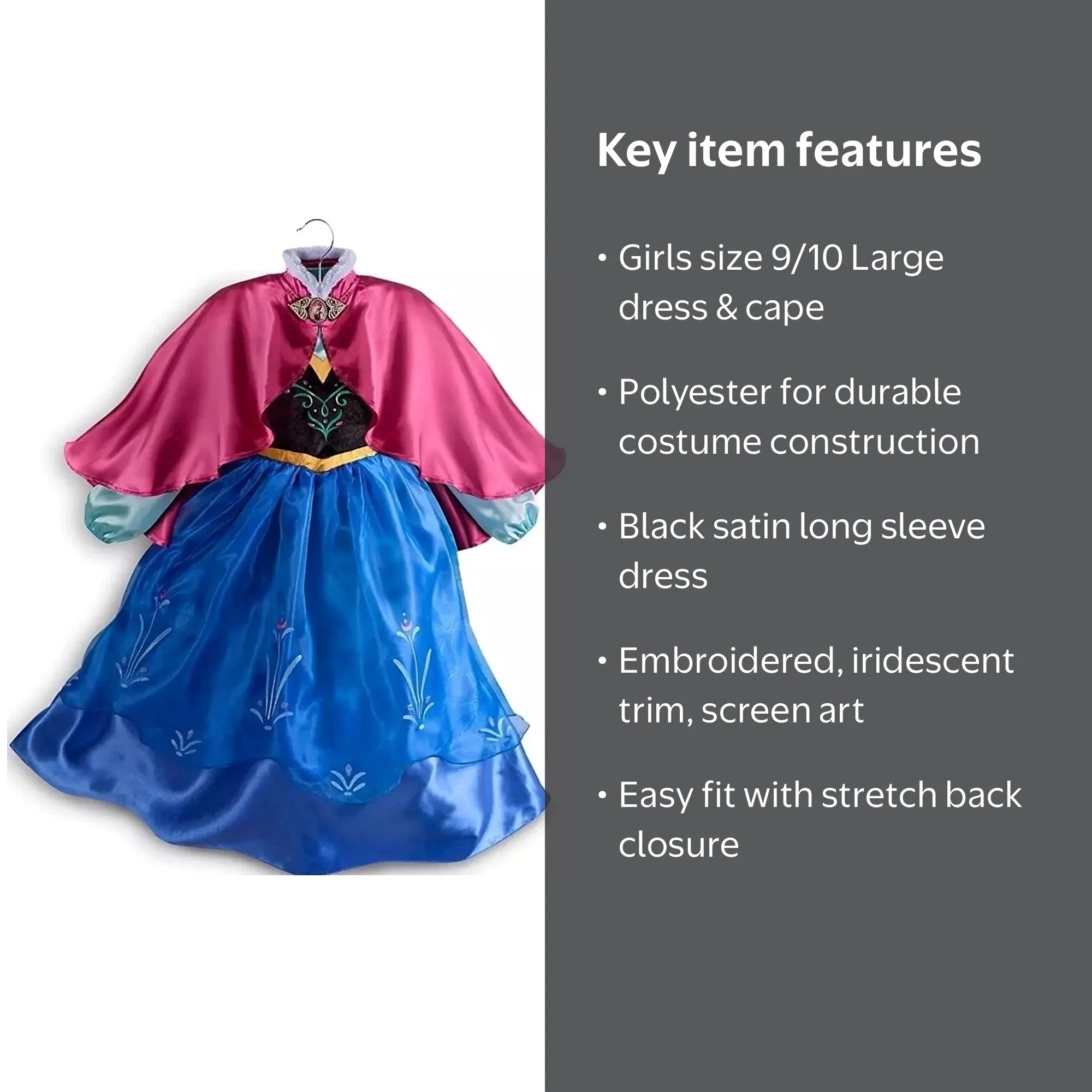 princess anna dress walmart Frozen Princess Anna Costume Dress Girls Size 9/10 Large