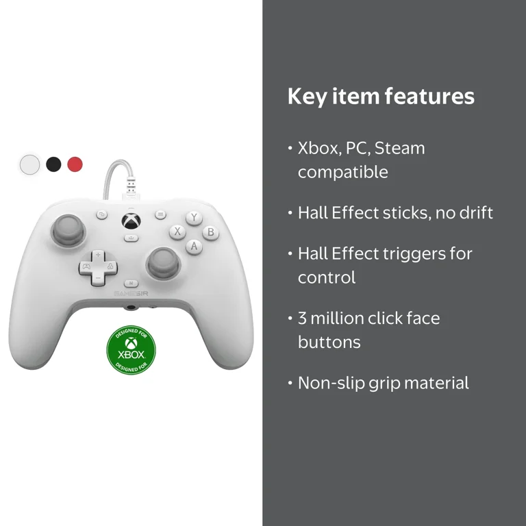 GameSir G7 HE Wired Xbox Controller, White, Hall Effect Joysticks