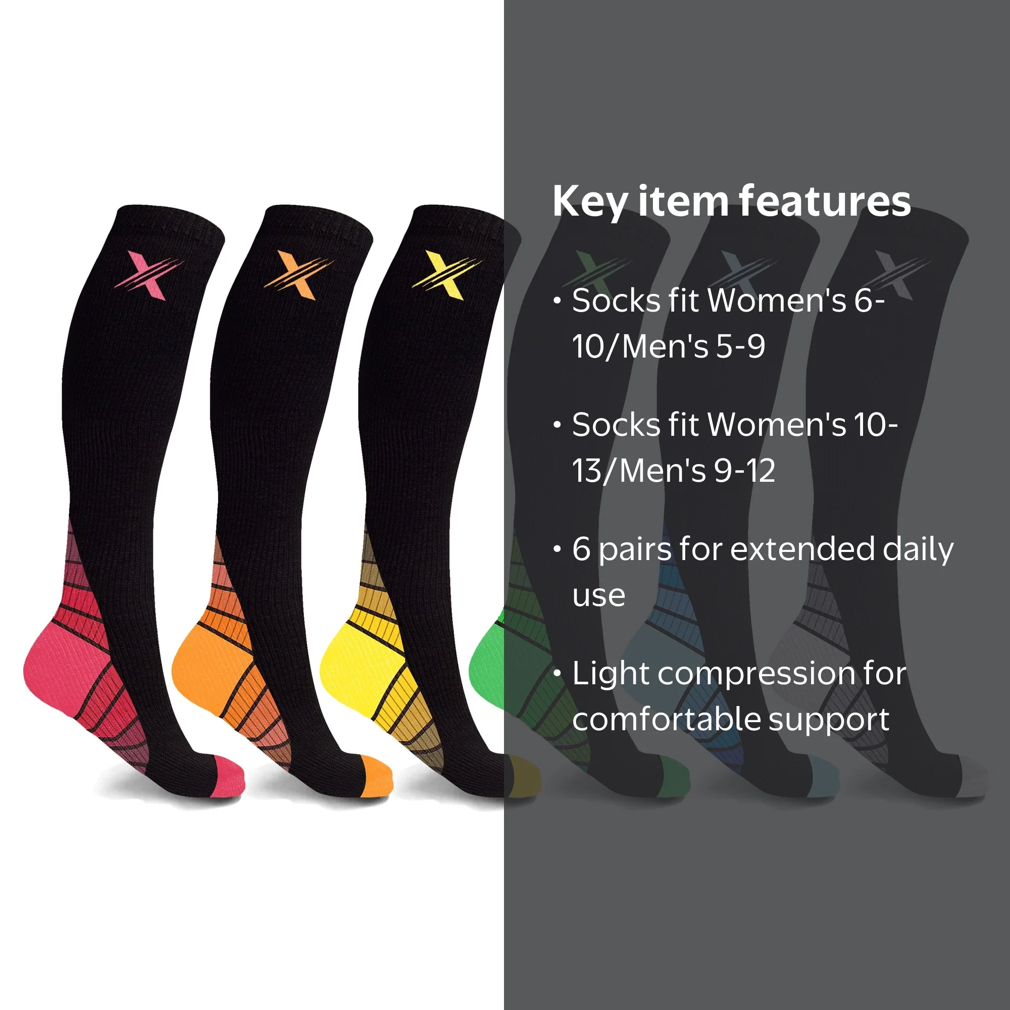 Unisex Sports Compression Socks - Made for Running, Athletics