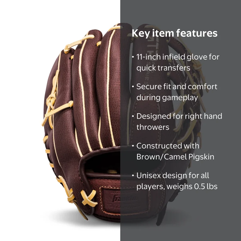 Franklin Sports, Infield Baseball Glove, 11 in, Brown Camel