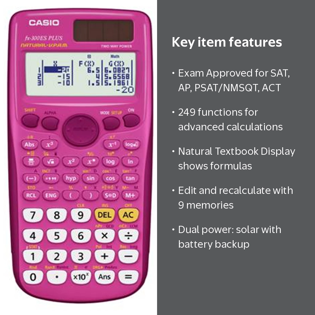 Casio FX-300ES PLUS Natural Textbook Display Scientific Calculator