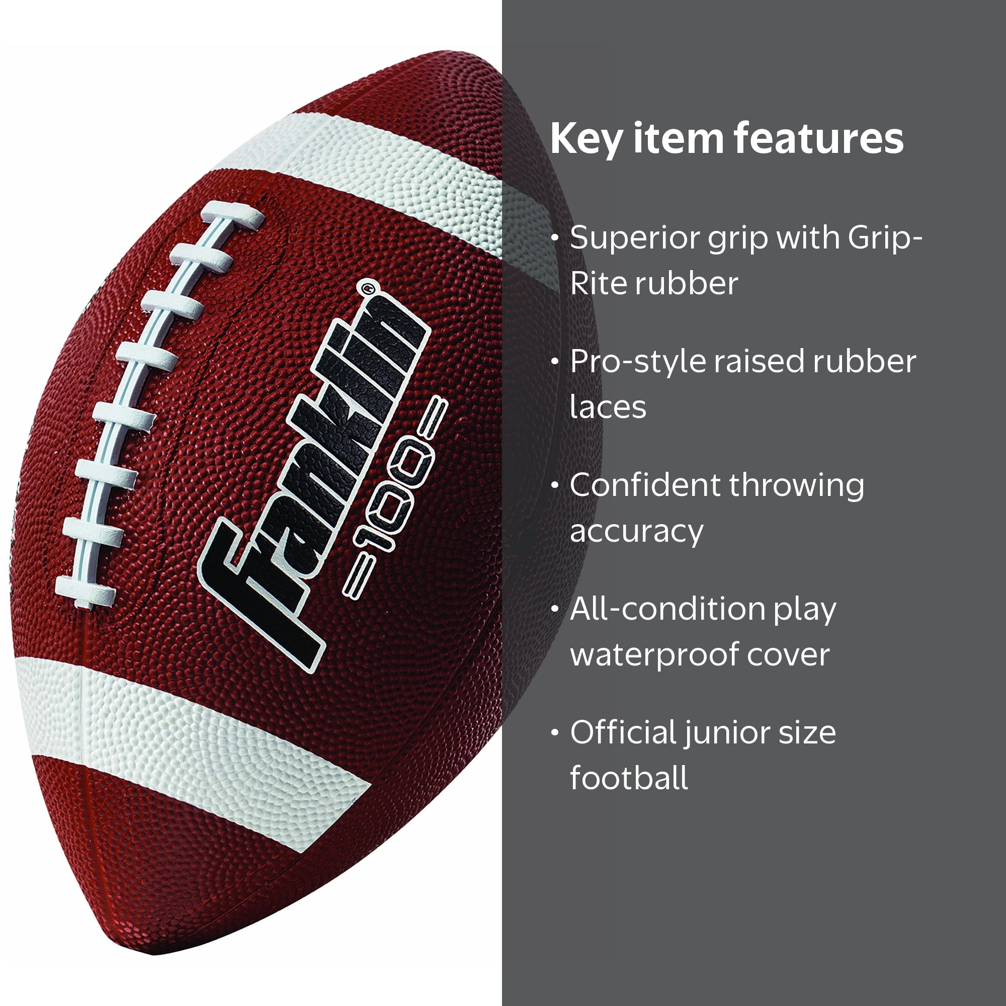 Franklin Sports, Junior Rubber Football, Brown, Size Official