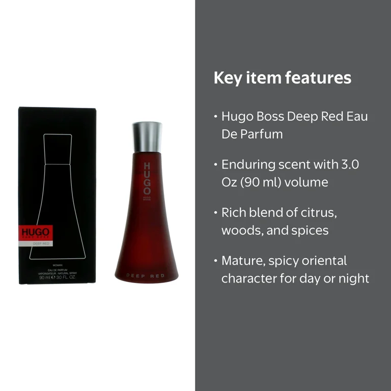 Hugo Boss Deep Red Eau De Parfum Spray 3.0 Oz, Spicy Oriental