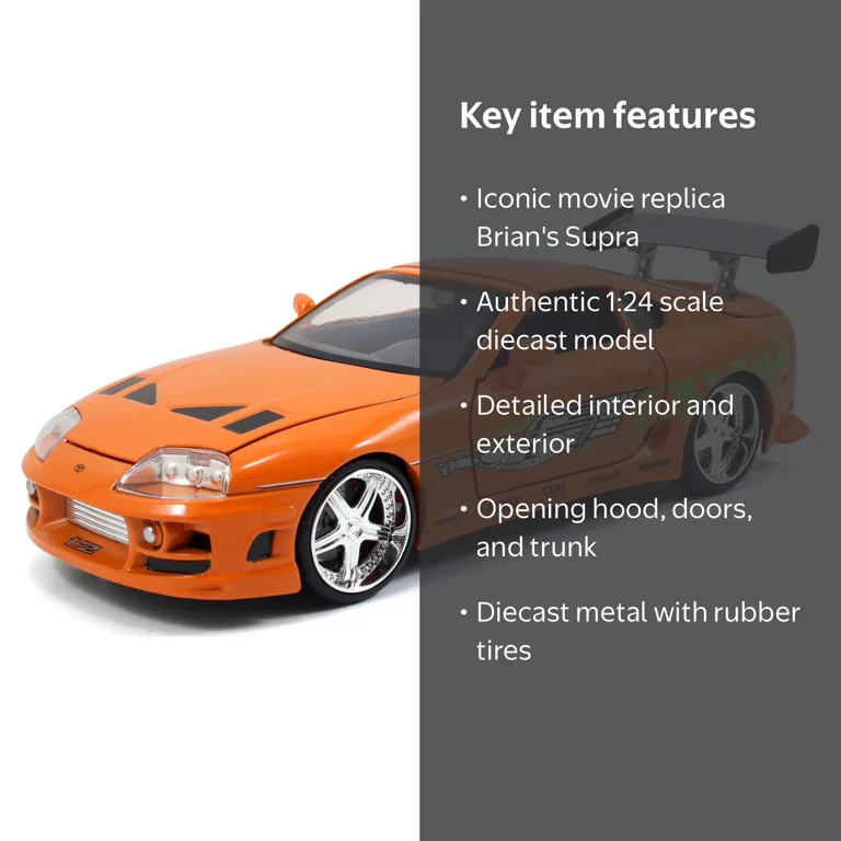 Brian's Toyota Supra Orange Fast & Furious 1/24 Diecast Model Car
