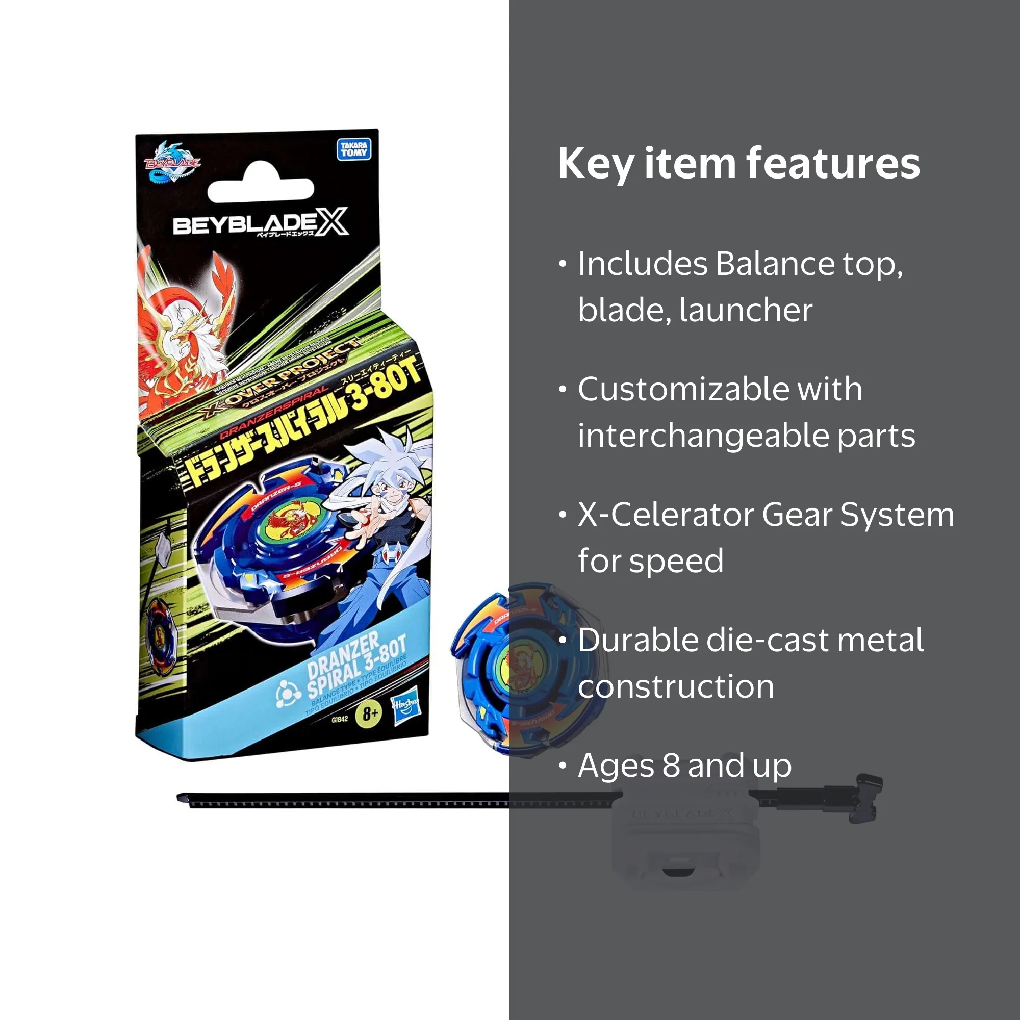 Hasbro Beyblade X X-OVer Project Dranzer Spiral 3-80T Starter Pack