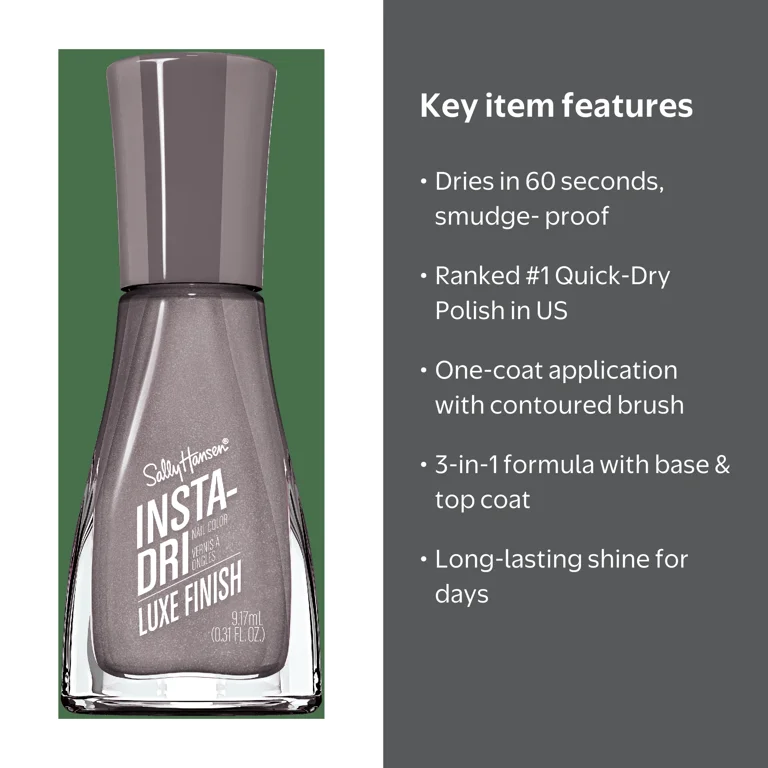 Sally Hansen Insta-Dri Nail Polish, Extrava-Grey, 0.31 fl oz