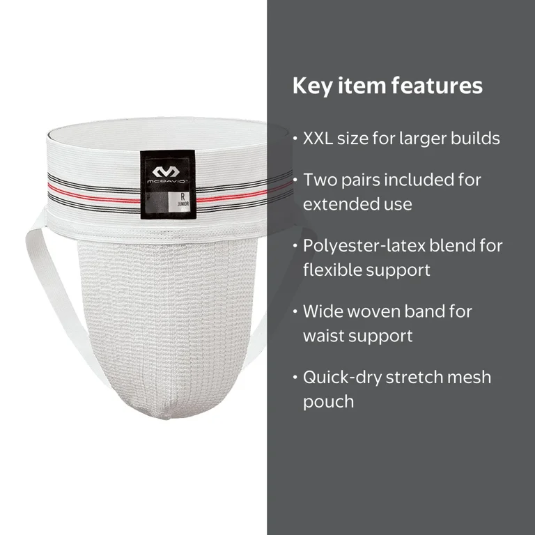 McDavid Jock Strap Athletic Supporter, 2-Pack, Adult XXL, White