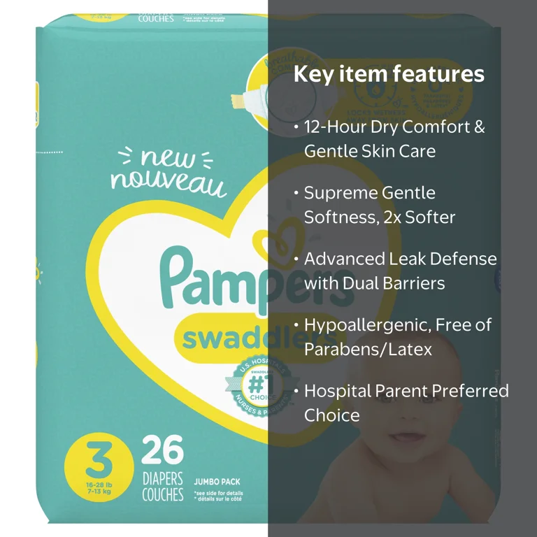 Pampers, Diapers, Size 3, 26 Ct, Soft and Absorbent - Walmart.com