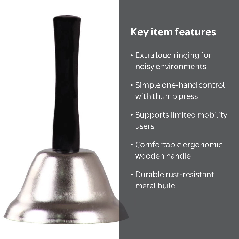 Max Choice, Hand Call Bell, One Size, Wooden Handle Metal