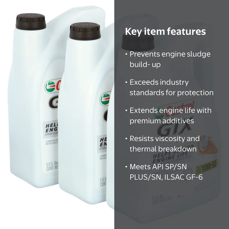 Castrol GTX 10W-30 Conventional Motor Oil 5 Quarts, Case of 3