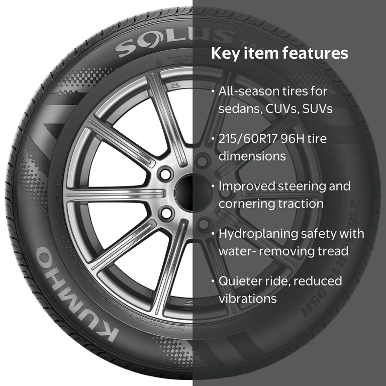 Kumho Tire, All-Season Tire, 215/60R17, 96H, Black - Walmart.com