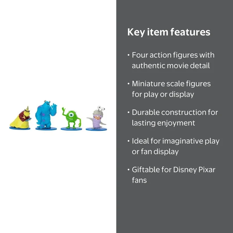 Disney Pixar Monsters, Inc. 4-Pack Action Figures Set – Miniature