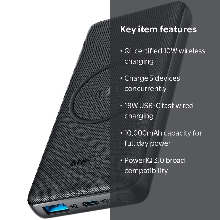 Anker Portable Phone Charger, 10,000mAh USB-C Battery, Power Bank