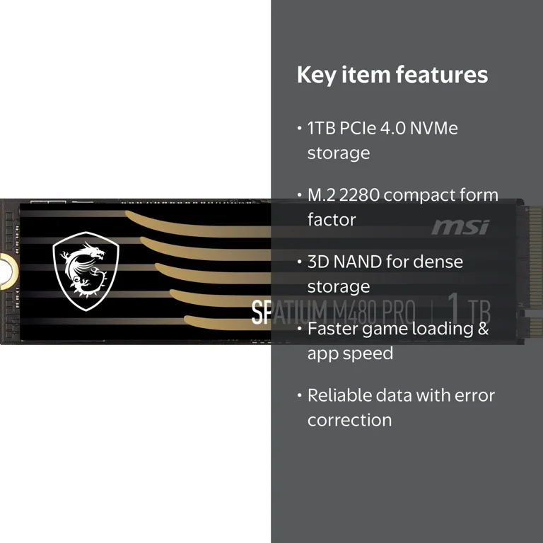 SPATIUM M480 PRO 1TB PCIe 4.0 NVMe M.2 SSD, PCI-Express 4.0 x4
