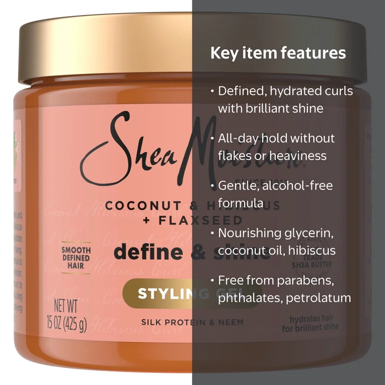 SheaMoisture, Styling Gel, 15 oz, Coconut & Hibiscus Define