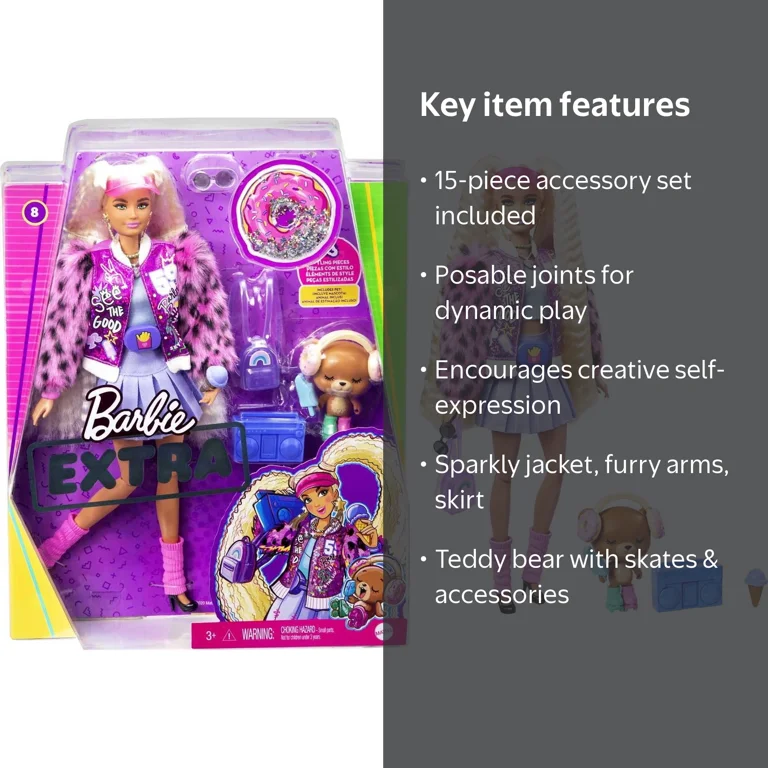 Barbie, Extra Doll, Varsity Jacket with Furry Arms and Pet Teddy