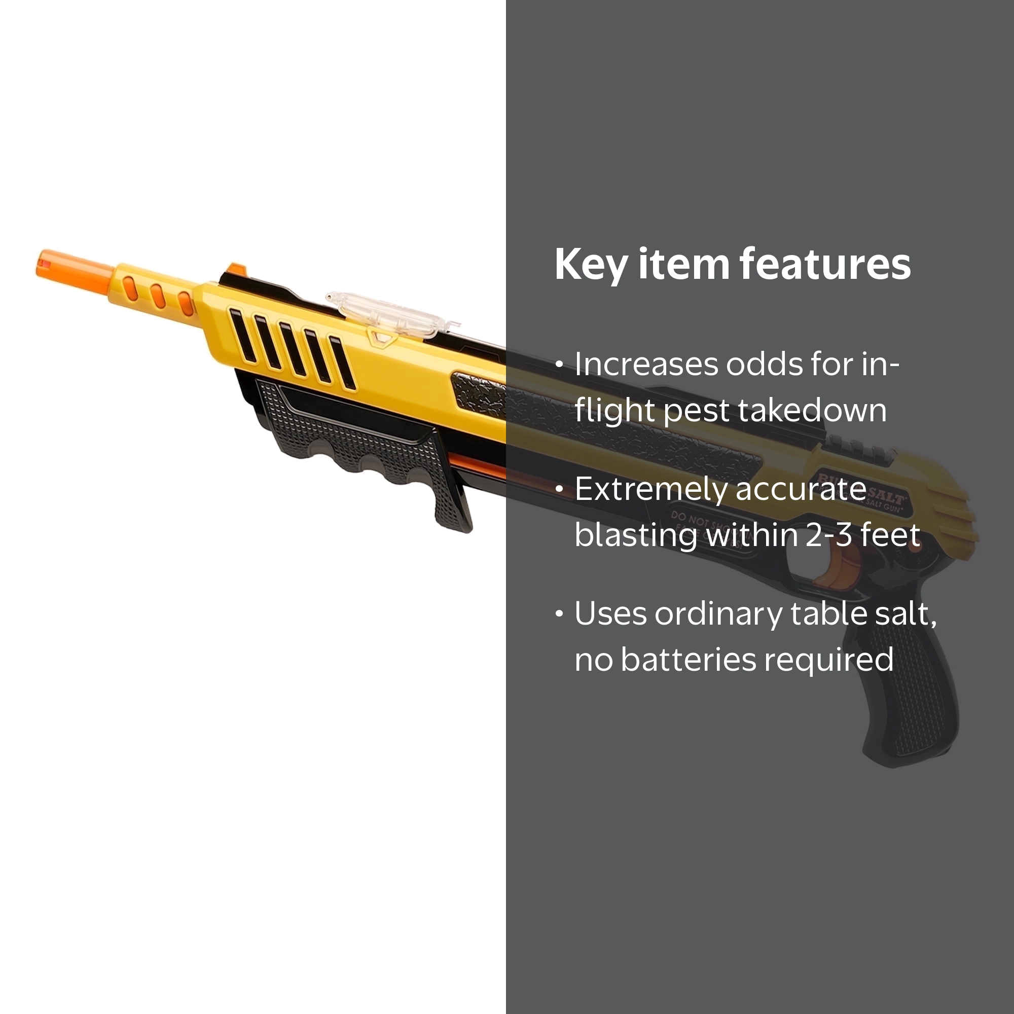 BUG-A-SALT, Bug Gun, Yellow 3.0, Fly Hunter with Patridge Sight