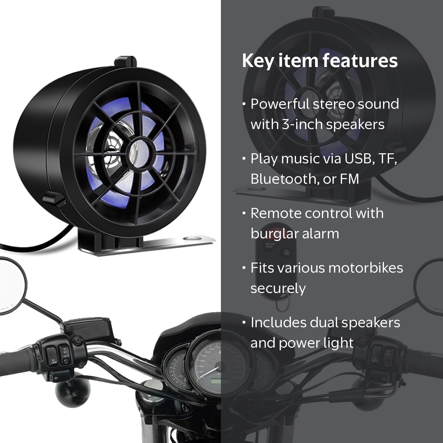 KORBROS T483 Motorcycle Bluetooth Stereo Speakers, 2 Pieces