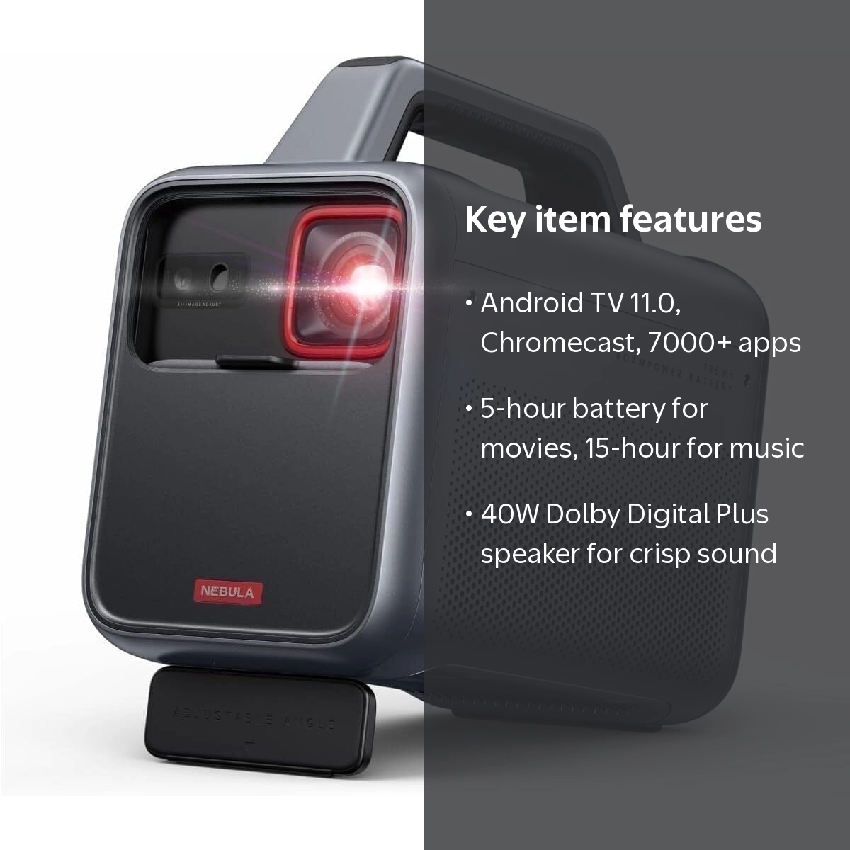 Nebula, Nebula Mars 3 Bluetooth 1080p 4K DLP Mini Projector, Black