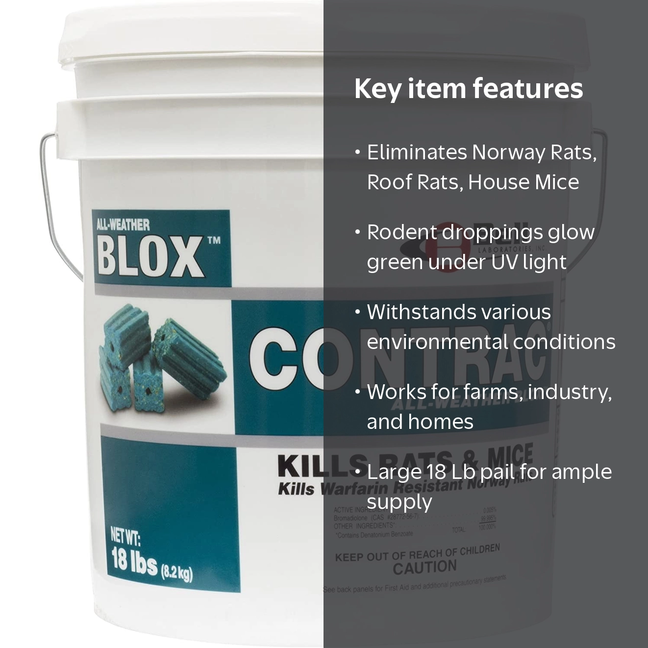 Bell Labs Contrac All Weather Blox 18 lb Pail for Rat Mice Voles