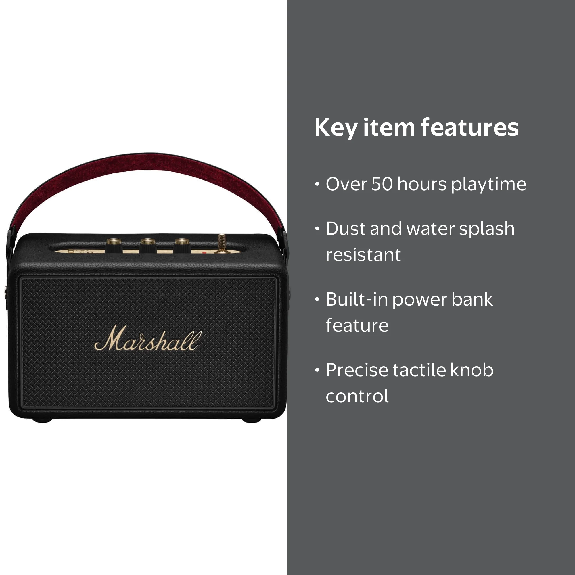 Marshall Kilburn III Portable Bluetooth Speaker, 50+ Hr Playtime