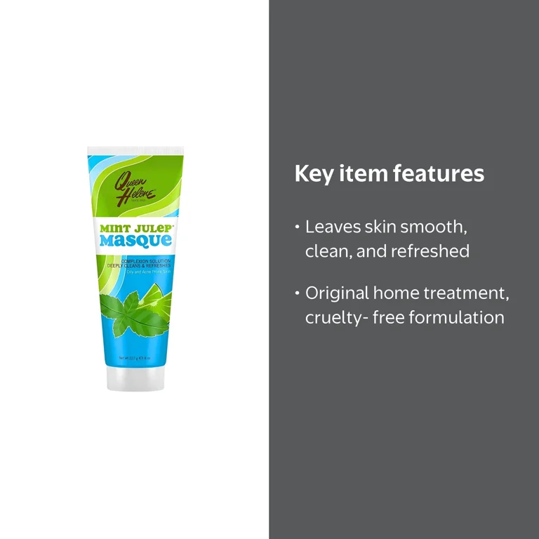 QUEEN HELENE Mint Julep Facial Masque, Cruelty-Free, 8 oz