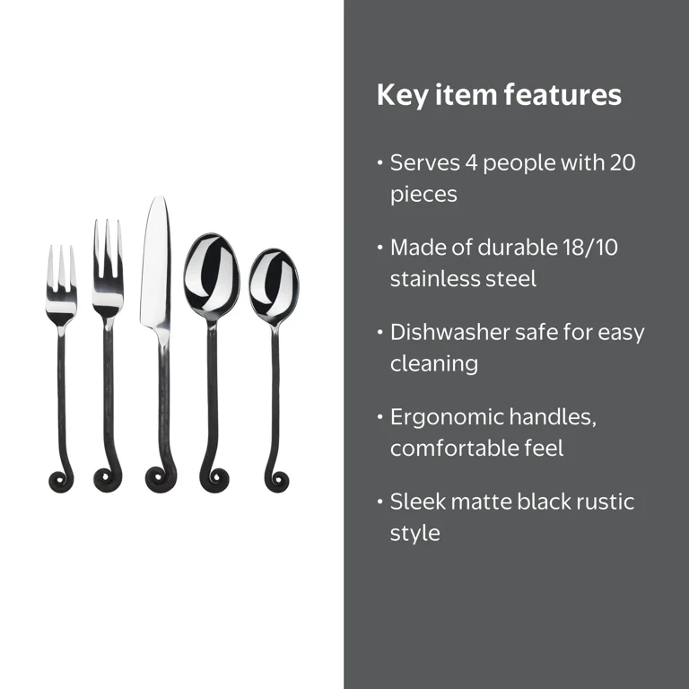Gourmet Settings Treble Clef Stainless 20pc Flatware Set for Four