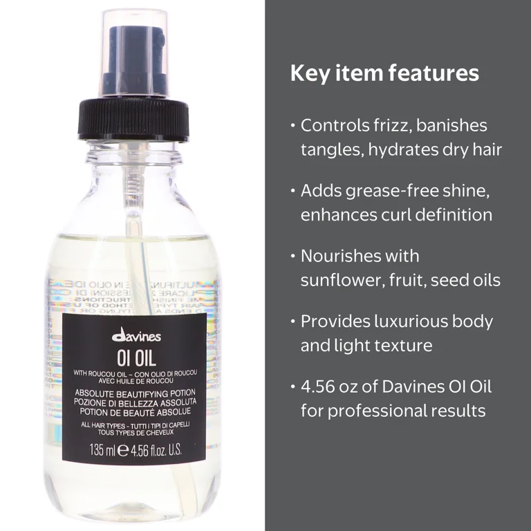 Davines, OI Oil, 4.56 oz, Multicolor, Lightweight Hair Treatment