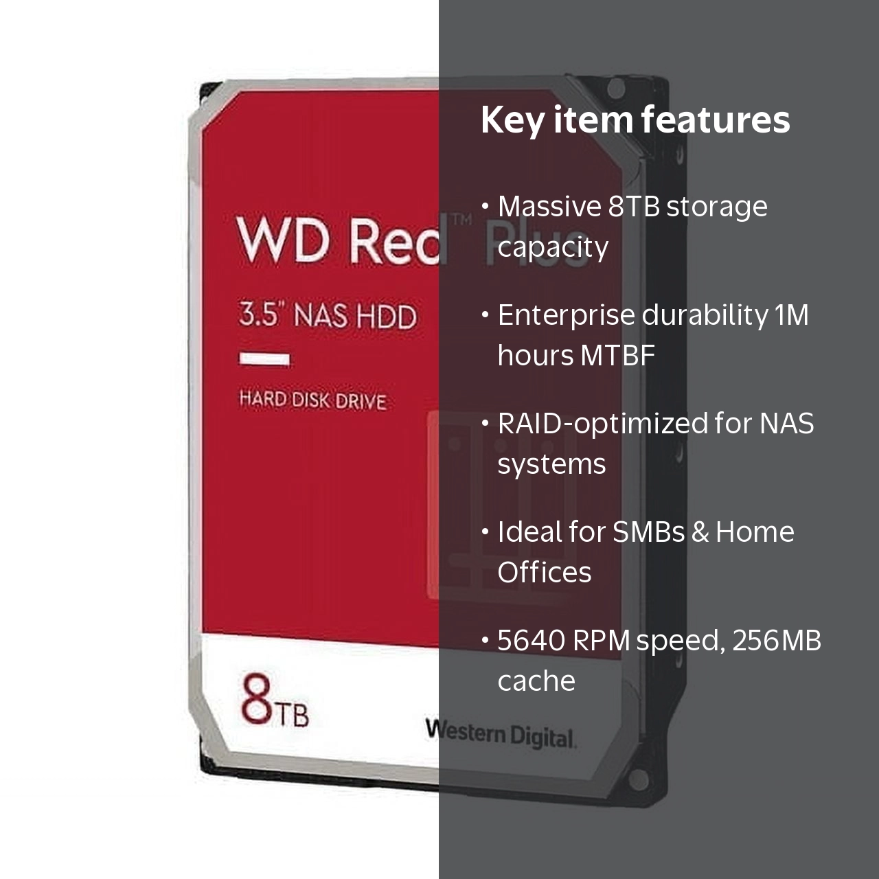 Western Digital, NAS SATA HDD, 8TB, 5640 RPM, 256MB Cache