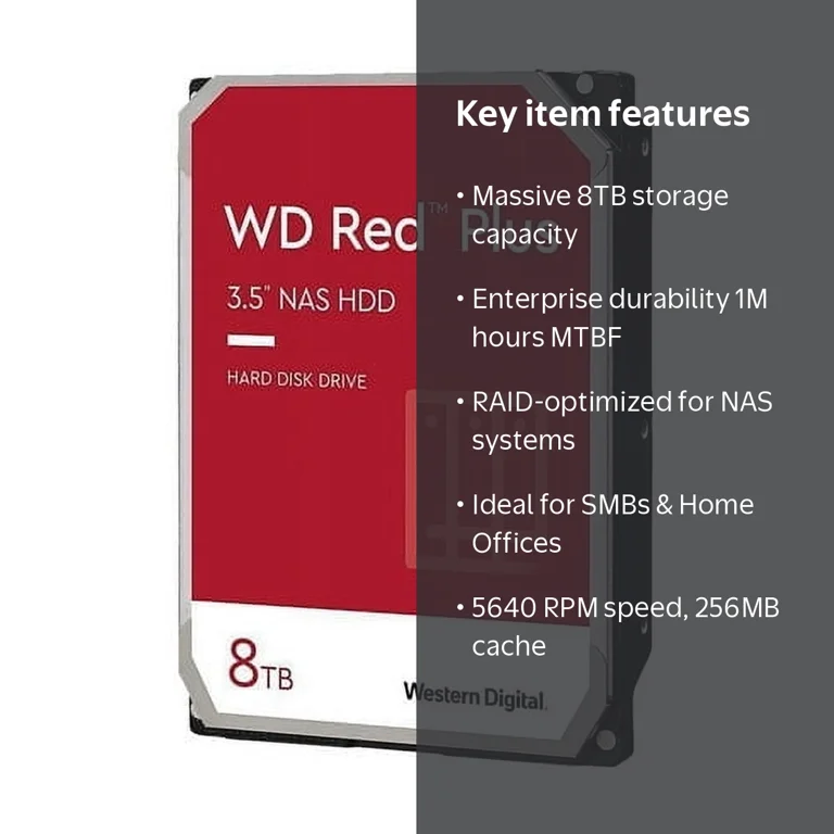 Western Digital, NAS SATA HDD, 8TB, 5640 RPM, 256MB Cache