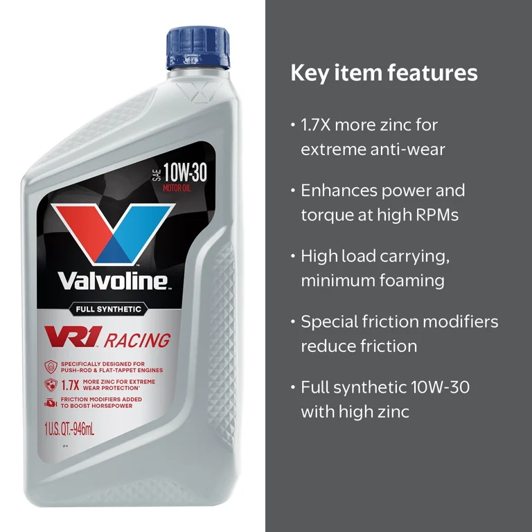 Valvoline VR1 Racing Full Synthetic 10W-30 Motor Oil 1 QT
