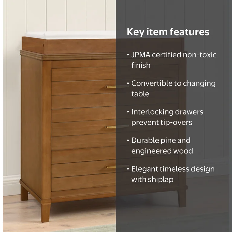 Delta Children Phoebe 3 Drawer Dresser with Interlocking Drawers